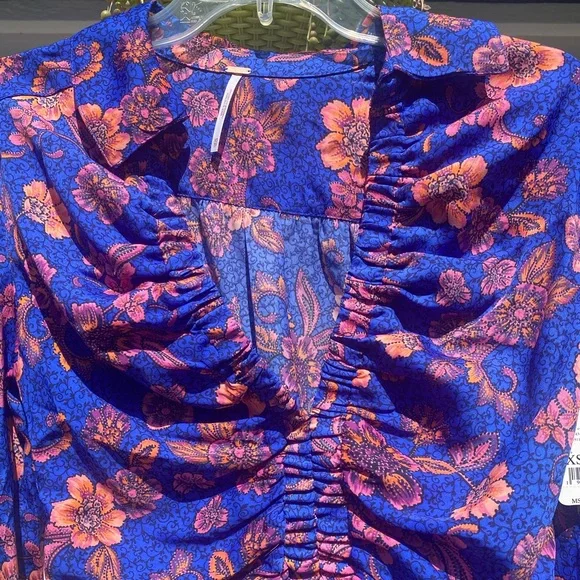 NWT FREE PEOPLE $98 I Got You Royal Floral-Print Top XS - Picture 6 of 14